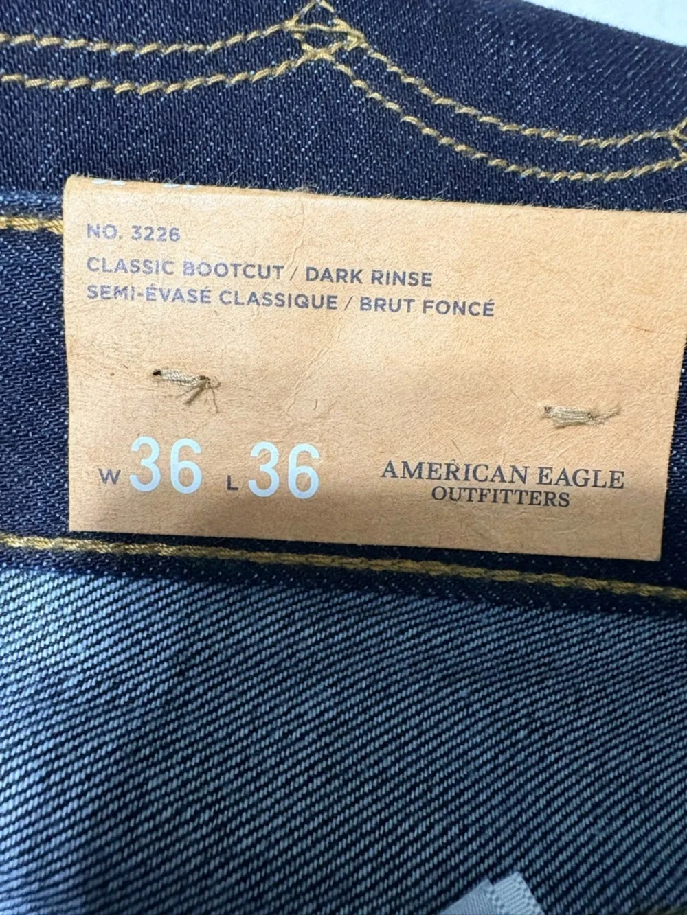 American Eagle Outfitters Men’s Dark Indigo Classic Bootcut Jeans NWT 36/36‎